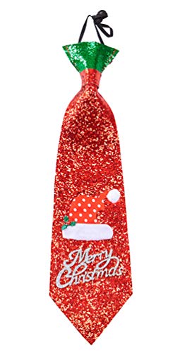 Karneval-Klamotten Krawatte Weihnachten rot Glitter Merry Christmas von Karneval-Klamotten