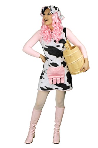 Karneval-Klamotten Kuh-Kostüm Damen Plüsch Küchen Milchkuh Elsa schwarz weiß Tier Erwachsene Damenkostüm von Karneval-Klamotten