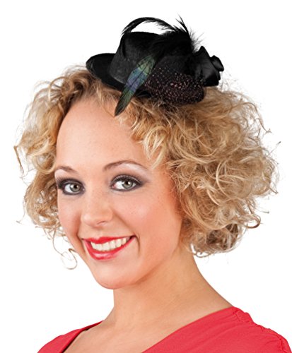 Karneval-Klamotten Mini-Hut schwarz Damen Damen-Hut mit Feder-n Silvester Karneval von Karneval-Klamotten