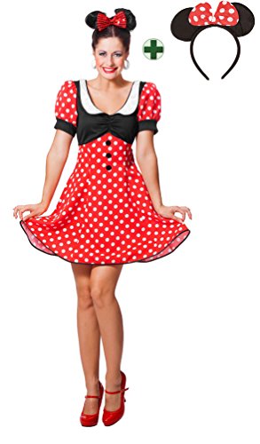 Karneval-Klamotten Minnie Mouse Kostüm Damen Minnie Maus-Kostüm Karneval Damen-Kostüm mit Ohren von Karneval-Klamotten