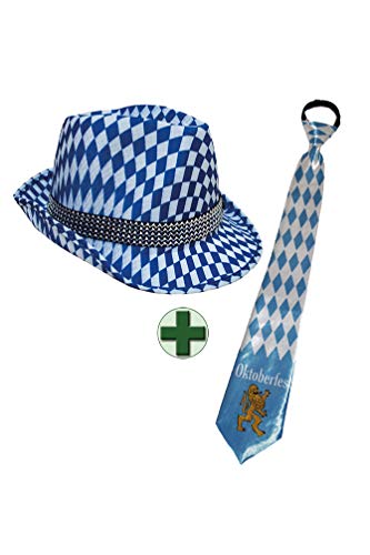 Karneval-Klamotten Oktoberfest Hut Bayern Hut blau weiß Herren INKL. Krawatte Oktoberfest Karneval von Guoml