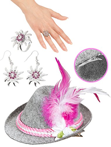 Karneval-Klamotten Oktoberfest Hut Bayern Tirolerhut Seppelhut Damen INKL Ring und Ohrringe Oktoberfest Karneval Karneval-Klamotten Oktoberfest Hut Bayern Tirolerhut Seppelhut Damen INKL Ring und Ohrringe Oktoberfest Karneval von Karneval-Klamotten