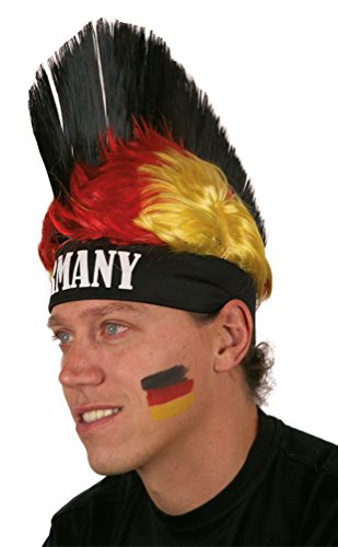 Karneval-Klamotten Perücke Deutschland Fußball Fan-Artikel schwarz rot Gold Perücke Irokese Herren Damen EM WM Fußball Punker Fan von Karneval-Klamotten