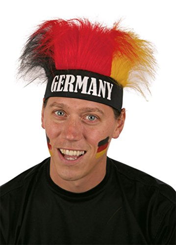 Karneval-Klamotten Perücke Deutschland schwarz rot Gold Deutschland-Perücke mit Stirnband Damen Herren EM WM Herren Fußball Herren Fußball von Karneval-Klamotten
