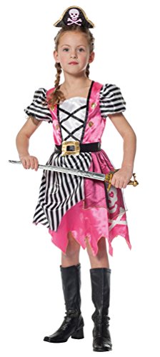 Karneval-Klamotten Piraten-Kostüm Piratin Kinder Mädchen Piratenbraut Kinderkostüm pink mit Haarreif Piratenhut Kind Karneval von Karneval-Klamotten