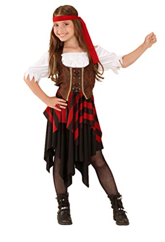 Karneval-Klamotten Piraten-Kostüm Piratin Kinder Mädchen Piratenbraut Kinderkostüm schwarz-rot-weiß-braun von Karneval-Klamotten