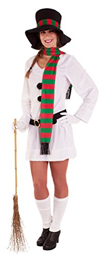 Karneval-Klamotten Schneemann Kostüm Damen Schneefrau Kleid Hut Schal Gürtel Fasching Snowman Erwachsene Damenkostüm von Karneval-Klamotten