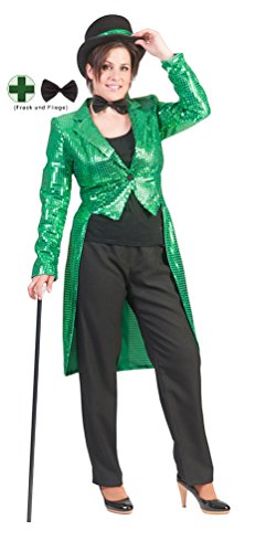 Karneval-Klamotten St Patricks Day Kostüm Damen Frack Pailletten grün Ireland Irisch Leprechaun Damenkostüm von Karneval-Klamotten