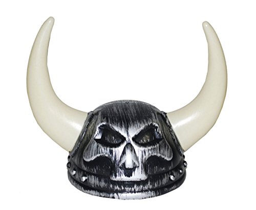 Karneval-Klamotten Wikinger-Helm für Erwachsene grau Skull mit Hörner Nordmann-Helm Karneval Hut Wikinger von Karneval-Klamotten