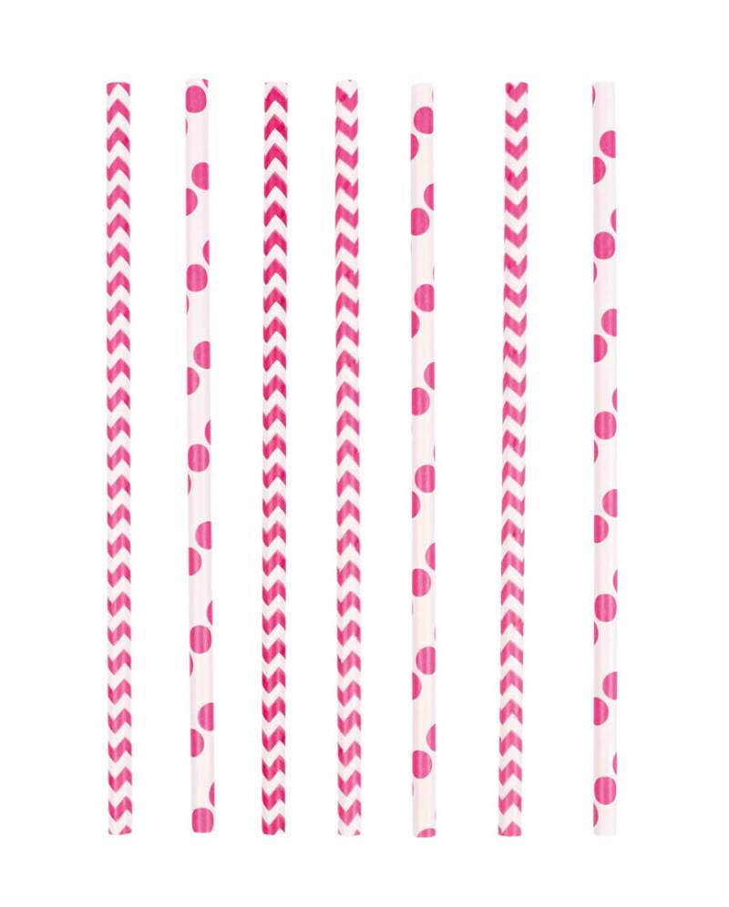 12 Papier Trinkhalme Pink ➤ Party Strohhalme von Karneval Universe