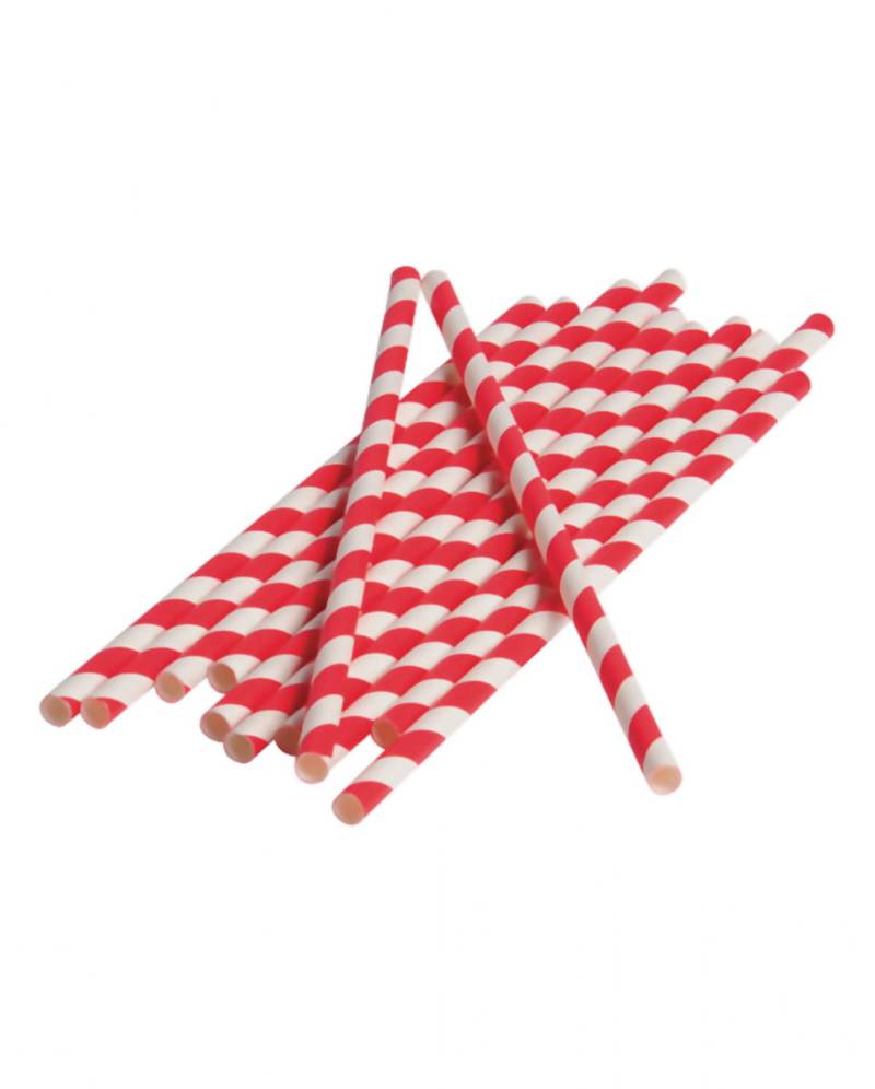 12 Papier Trinkhalme Rot Weiß ➔ Party Strohhalme von Karneval Universe