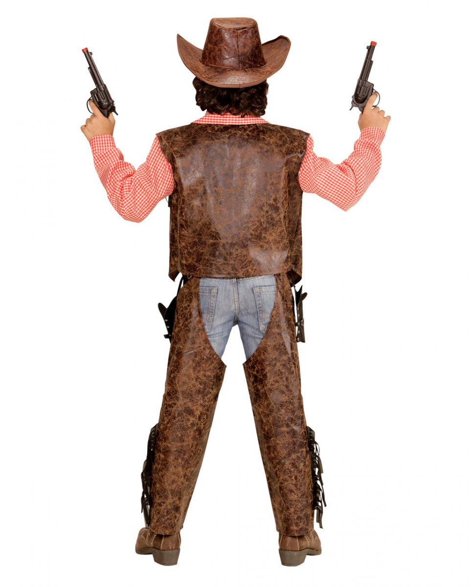 3-tlg Cowboy Kostüm für Kinder als Verkleidung M 140 von Karneval Universe