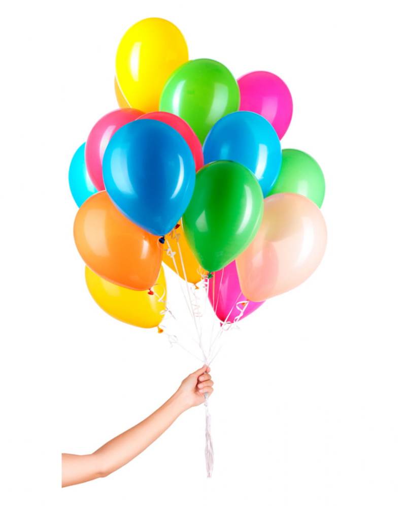 50 Bunte Ballons für Helium mit Schnur kaufen von Karneval Universe