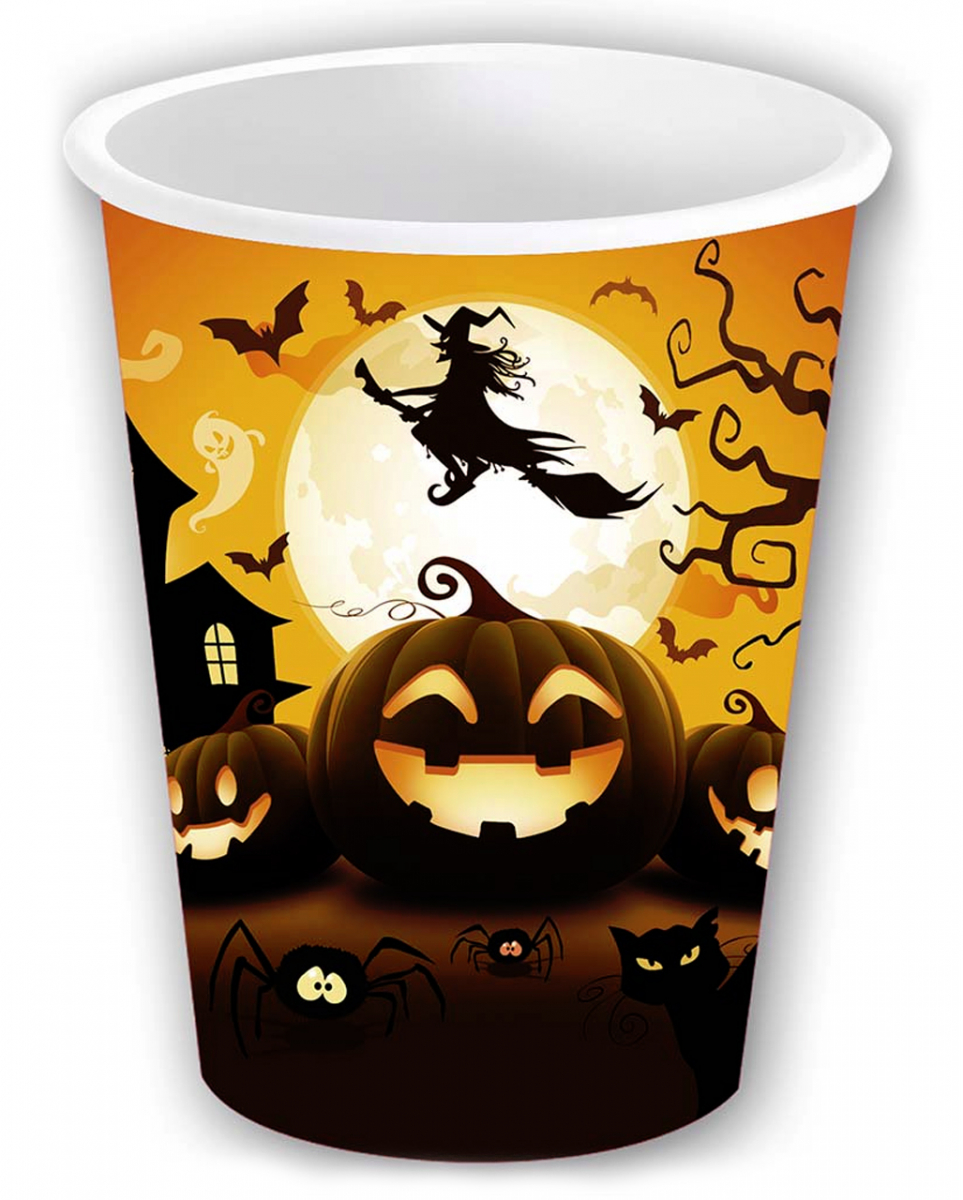 6 Kleine Happy Halloween Kürbis Pappbecher ➔ von Karneval Universe