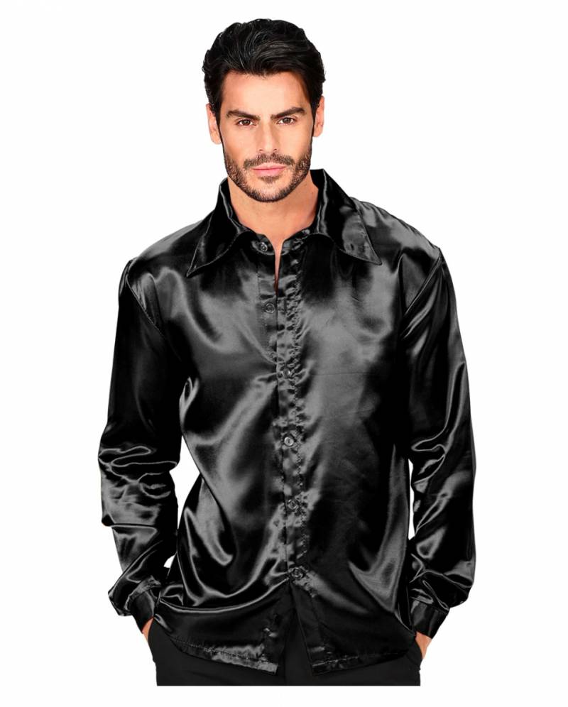 70s Disco Hemd schwarz   Schwarzes Herrenhemd XL von Karneval Universe