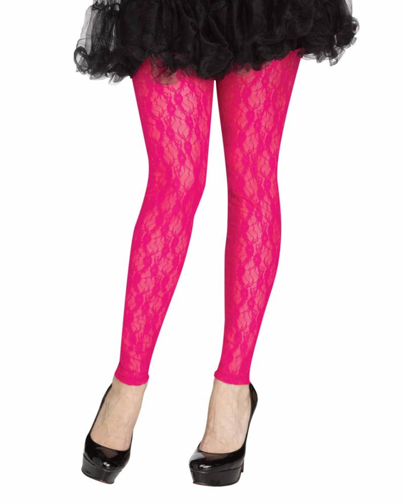 80er Jahre Spitzen Leggings Neon Pink ᐅ von Karneval Universe