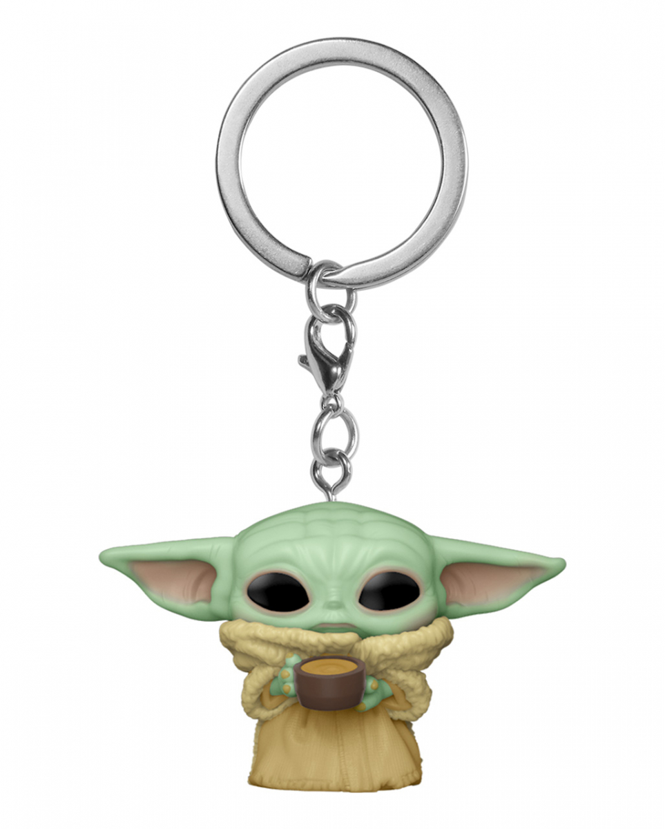 Baby Yoda the Child mit Tasse Schlüsselanhänger Funko Pocket POP! von Karneval Universe