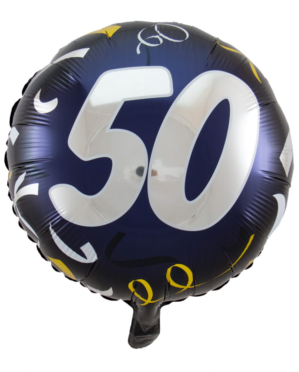 Ballon mit Zahl 50 schwarz-gold 45 cm  als Deko von Karneval Universe