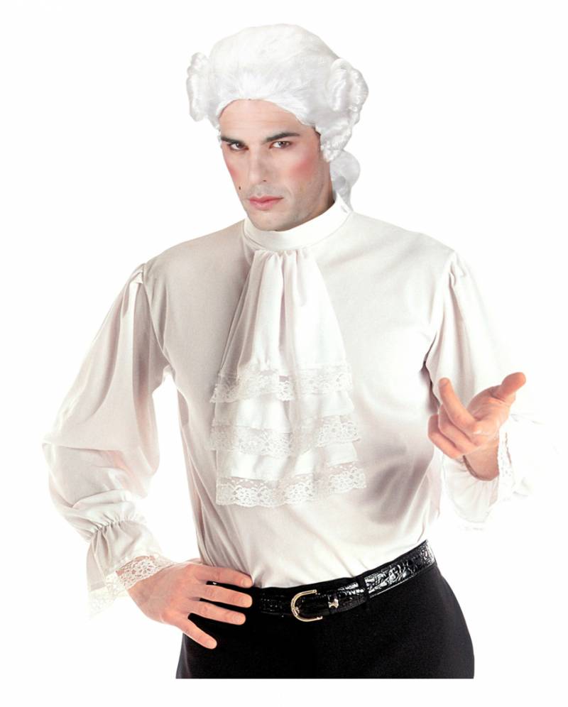 Barock Hemd weiß   Weißes Rüschenhemd mit Jabot von Karneval Universe