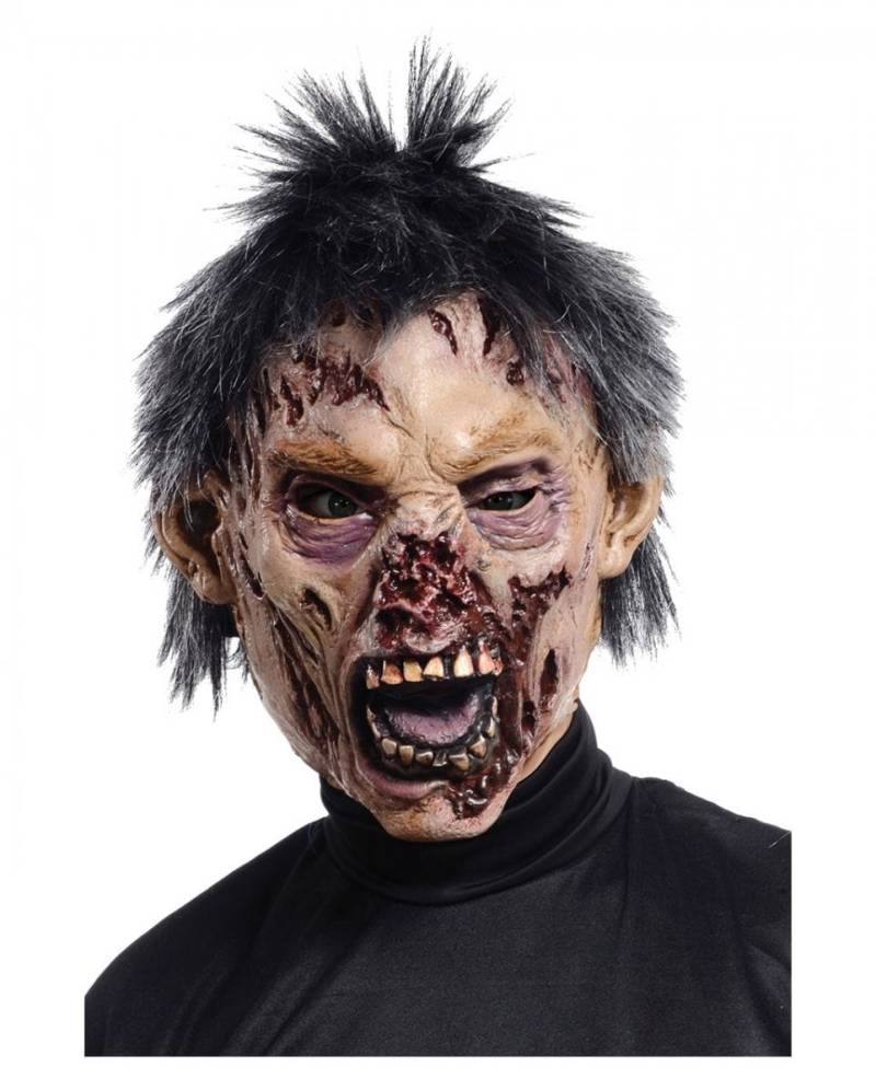 Beißer Zombie Maske mit Haaren für Halloween von Karneval Universe