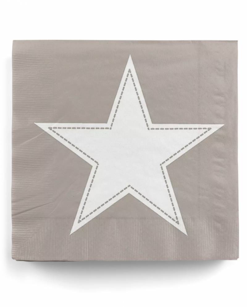 Big Star Servietten Taupe 20 Stück  als Tischdeko von Karneval Universe