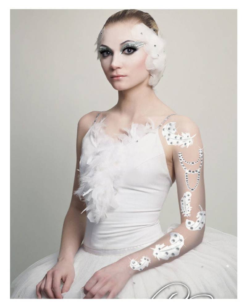 Body Art Tattoo Weiße Federn Xotic Body Art zum Aufkleben von Karneval Universe