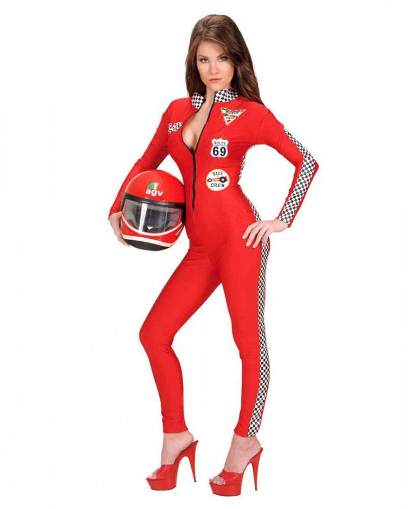 Boxenluder Overall rot   Rennfahrer Anzug für Frauen M / 38 von Karneval Universe