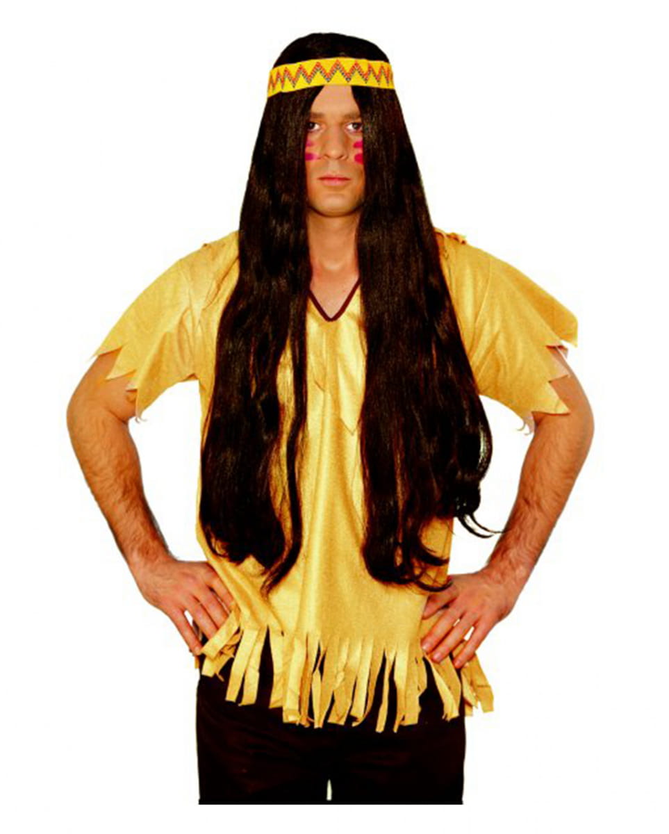 Braune Indianer Perücke mit Haarband für Fasching von Karneval Universe