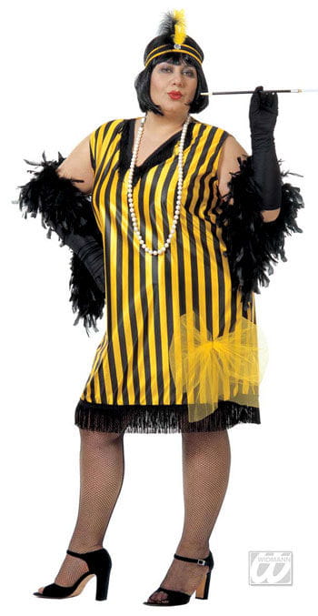 Charleston Kleid schwarz gelb XL 20er Jahre Kostüme Charleston von Karneval Universe