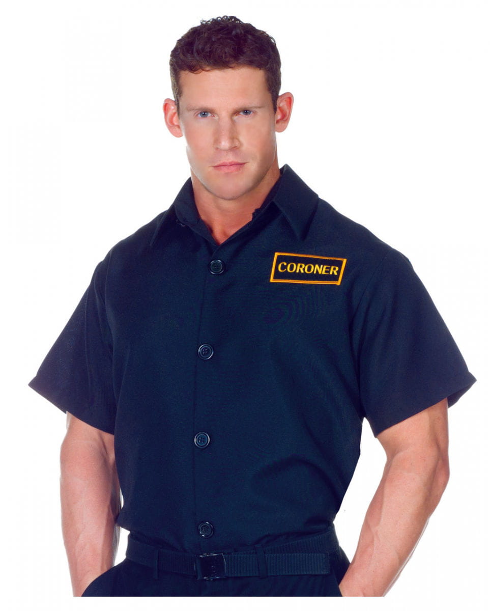 Coroner Deluxe Shirt Plus Size   Schwarzes kurzärmeliges Uniform Hemd XXL von Karneval Universe