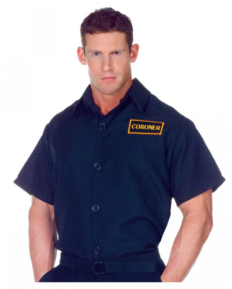 Coroner Deluxe Shirt Plus Size   Schwarzes kurzärmeliges Uniform Hemd XXL von Karneval Universe