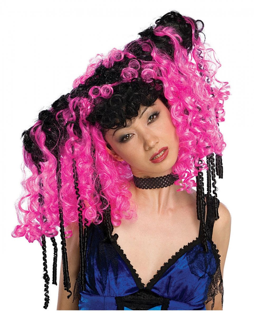 Cosplay Perücke schwarz /pink für Fasching & Karneval von Karneval Universe