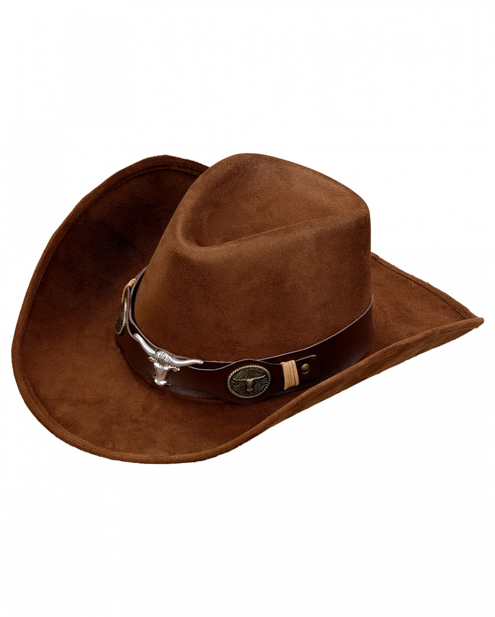Dallas Cowboyhut Braun in Wildlederoptik