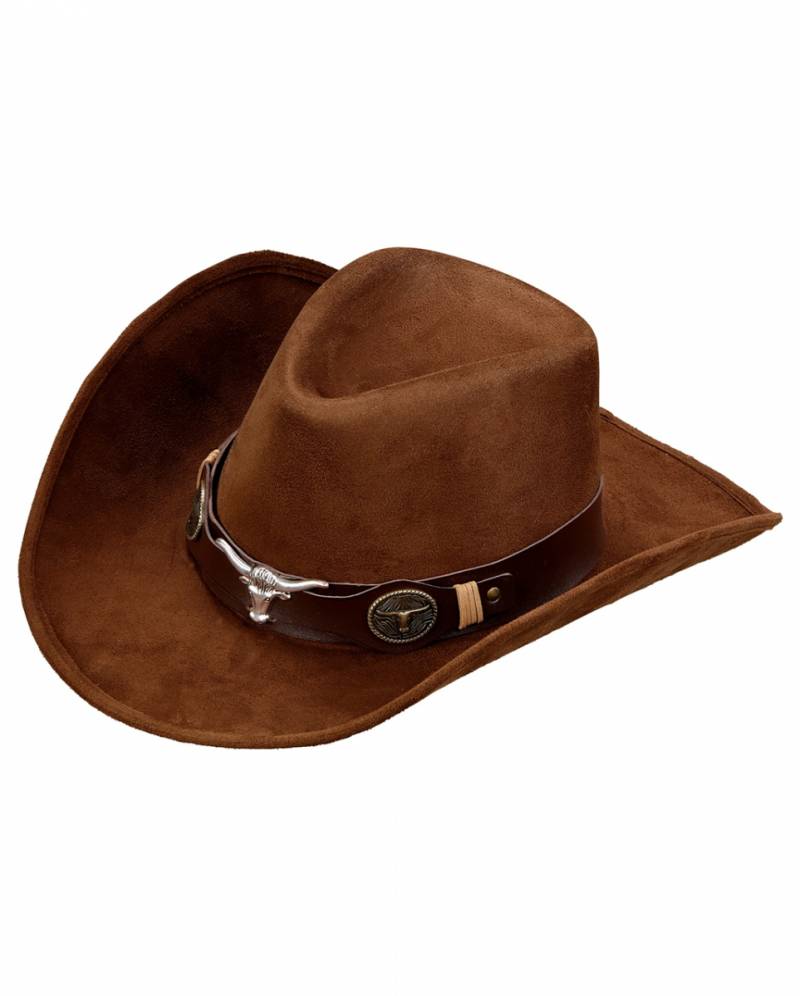 Dallas Cowboyhut Braun in Wildlederoptik