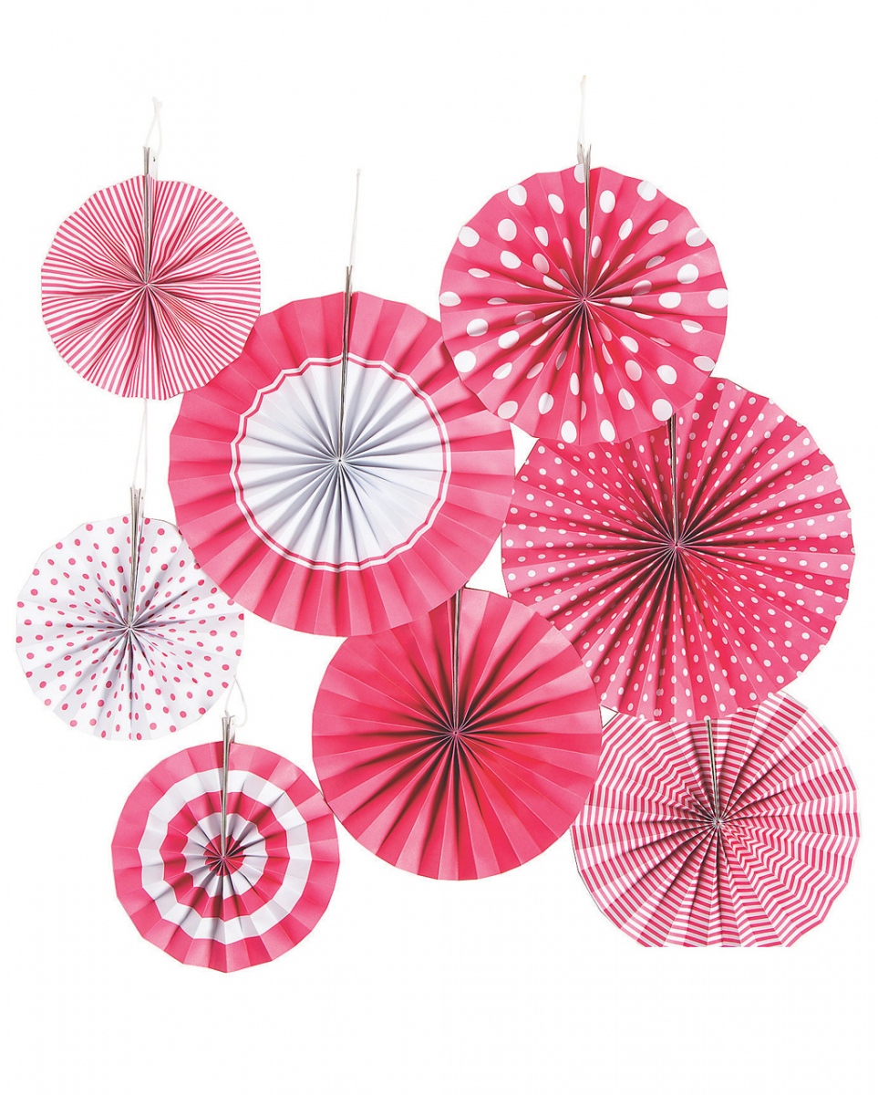 Deko Fächer Papierrosette Hängedeko Set 8 St. Pink Weiß 20-25 cm Deko Fächer Papierrosette Hängedeko Set 8 St. Pink Weiß 20-25 cm von Karneval Universe