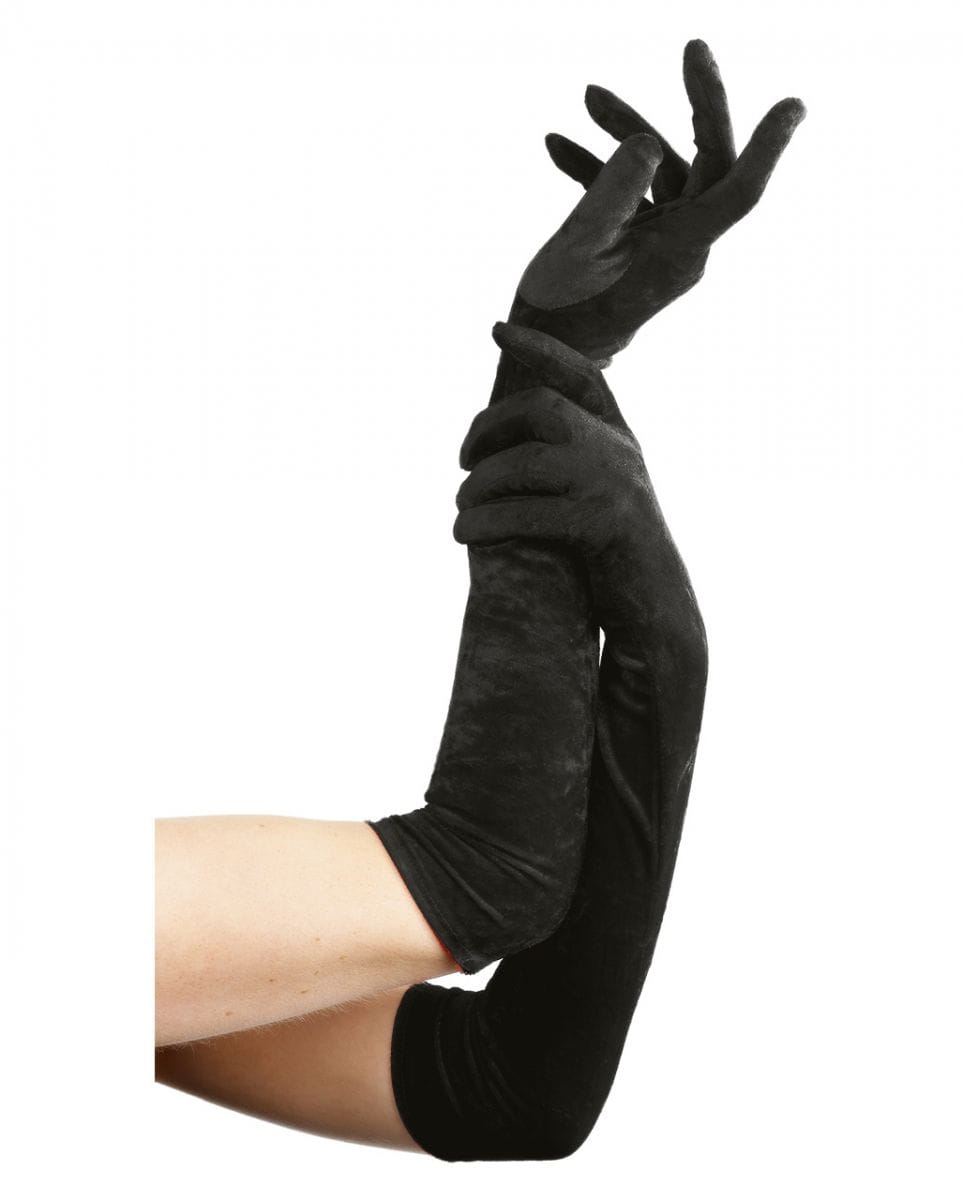 Ellbogenlange Samthandschuhe schwarz für Fasching & Karneval von Karneval Universe