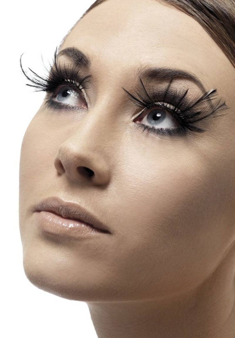 Federwimpern schwarz als Make-Up Zubehör für Fasching & Karneval von Karneval Universe