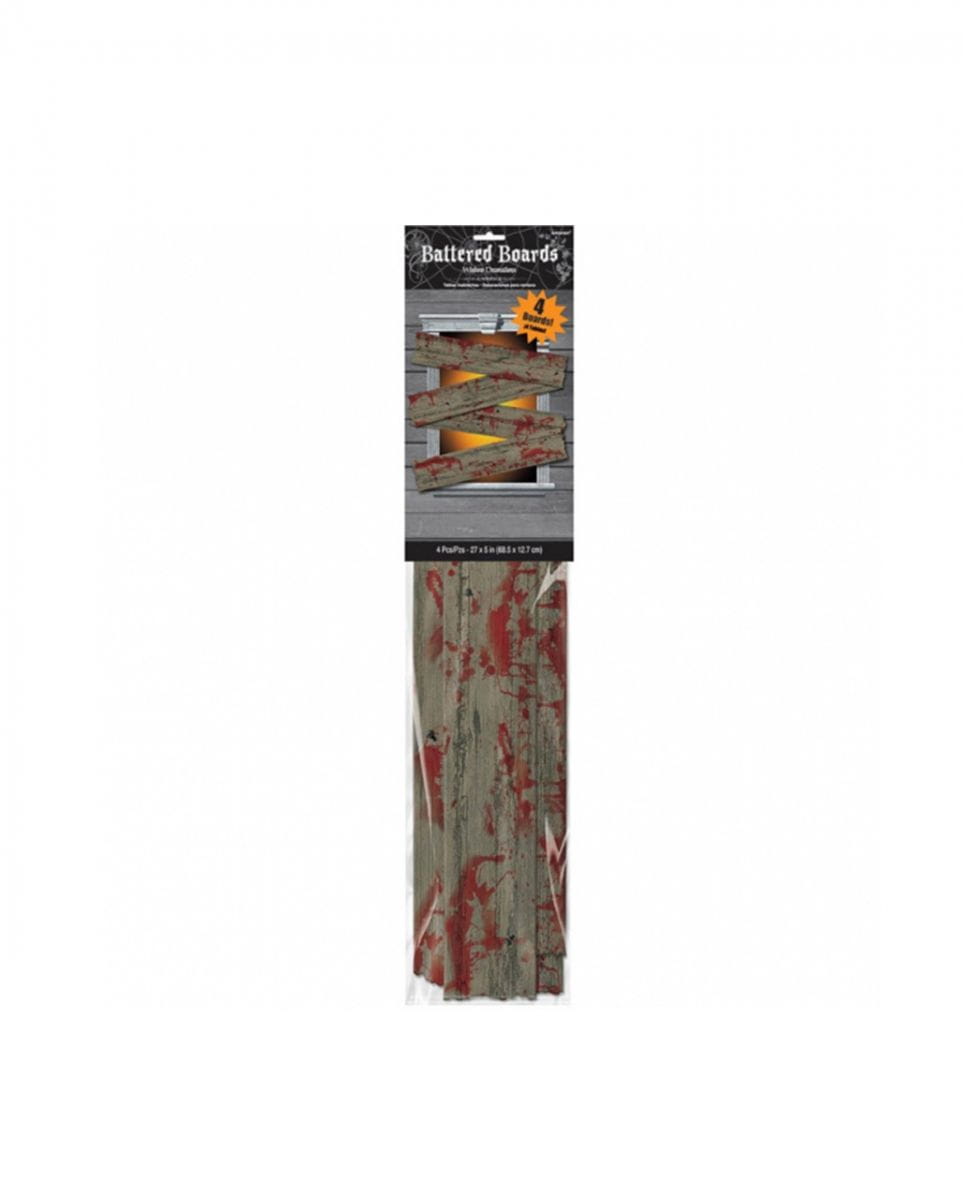 Fenster-Dekoration für Halloween 4 tlg.  zerschlagene Bretter von Karneval Universe