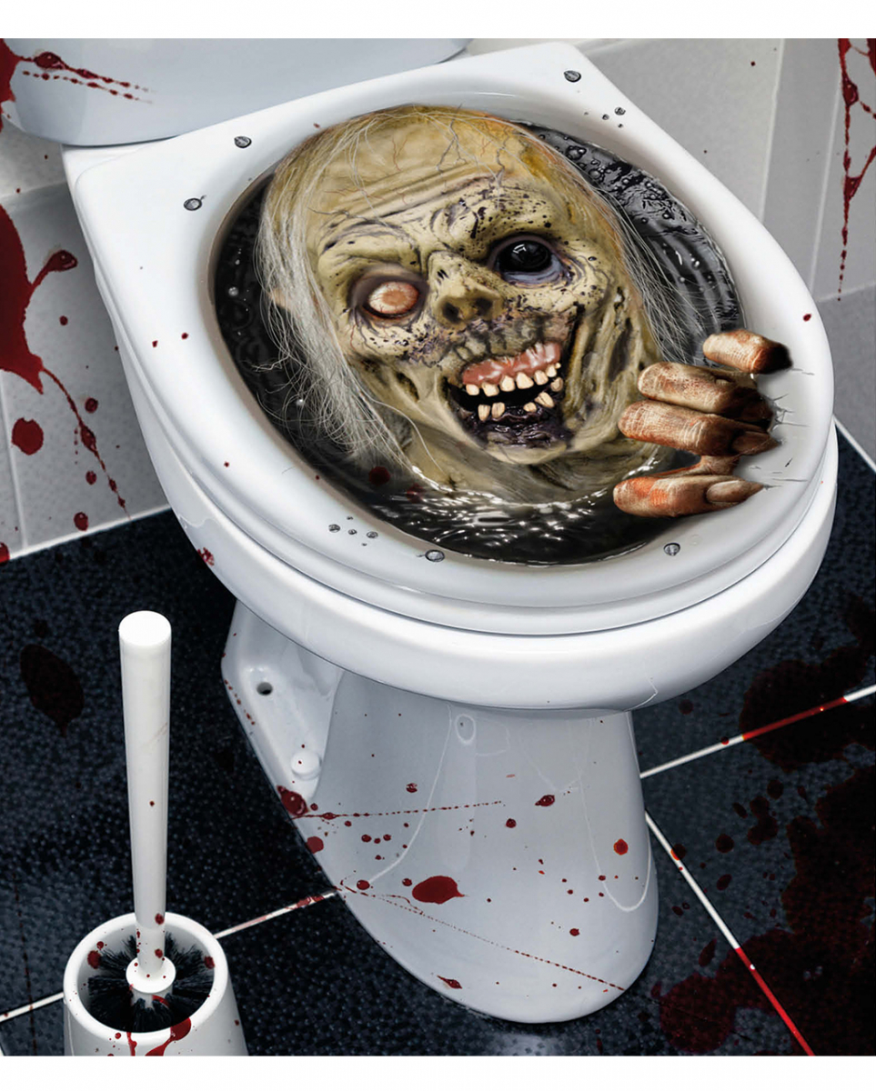 Fieser Zombie WC-Deckel Sticker  Halloween Bad Deko von Karneval Universe