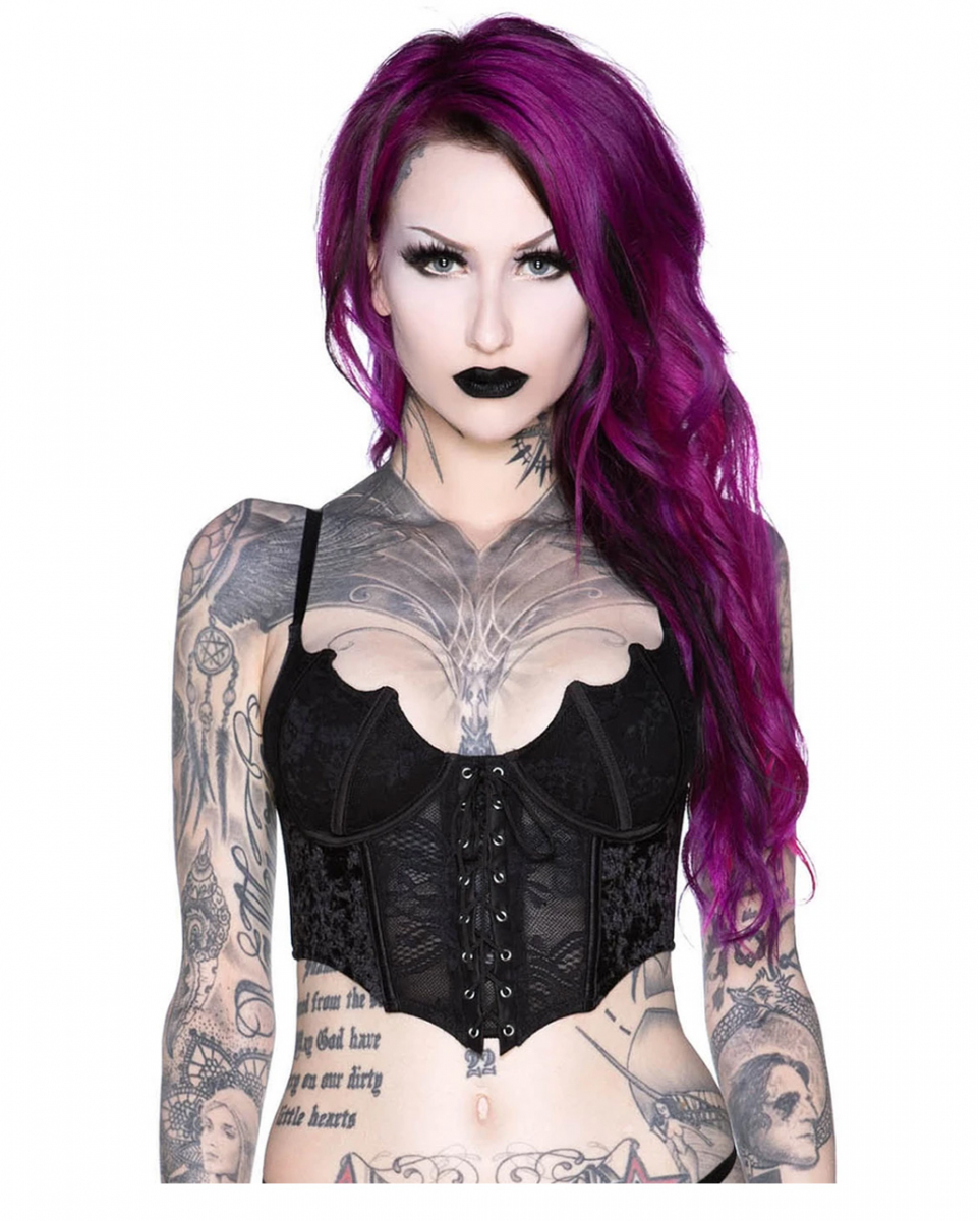Fledermaus Spitzen Bustier KILLSTAR ❤ XXL von Karneval Universe
