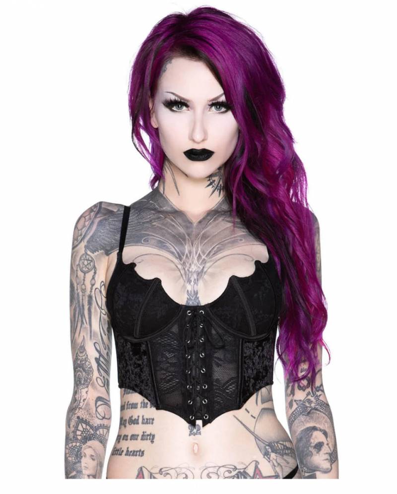 Fledermaus Spitzen Bustier KILLSTAR ❤ XXL von Karneval Universe