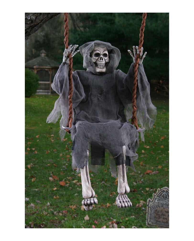 Geister Skelett auf der Schaukel Halloween Deko von Karneval Universe