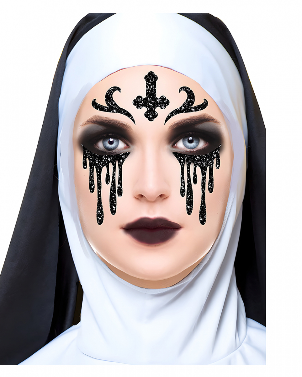 Glitzer Gesichtsaufkleber Geister-Nonne für ? von Karneval Universe