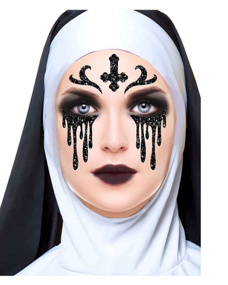 Glitzer Gesichtsaufkleber Geister-Nonne für ? von Karneval Universe