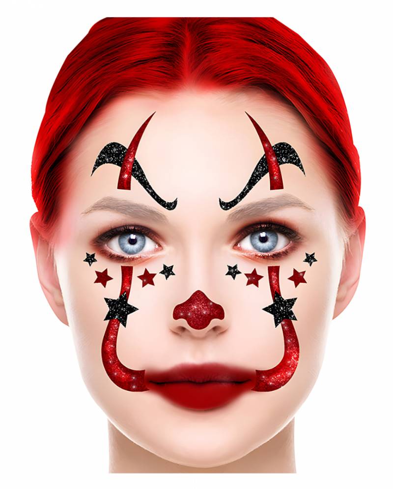Glitzer Gesichtsaufkleber Horrorclown kaufen von Karneval Universe