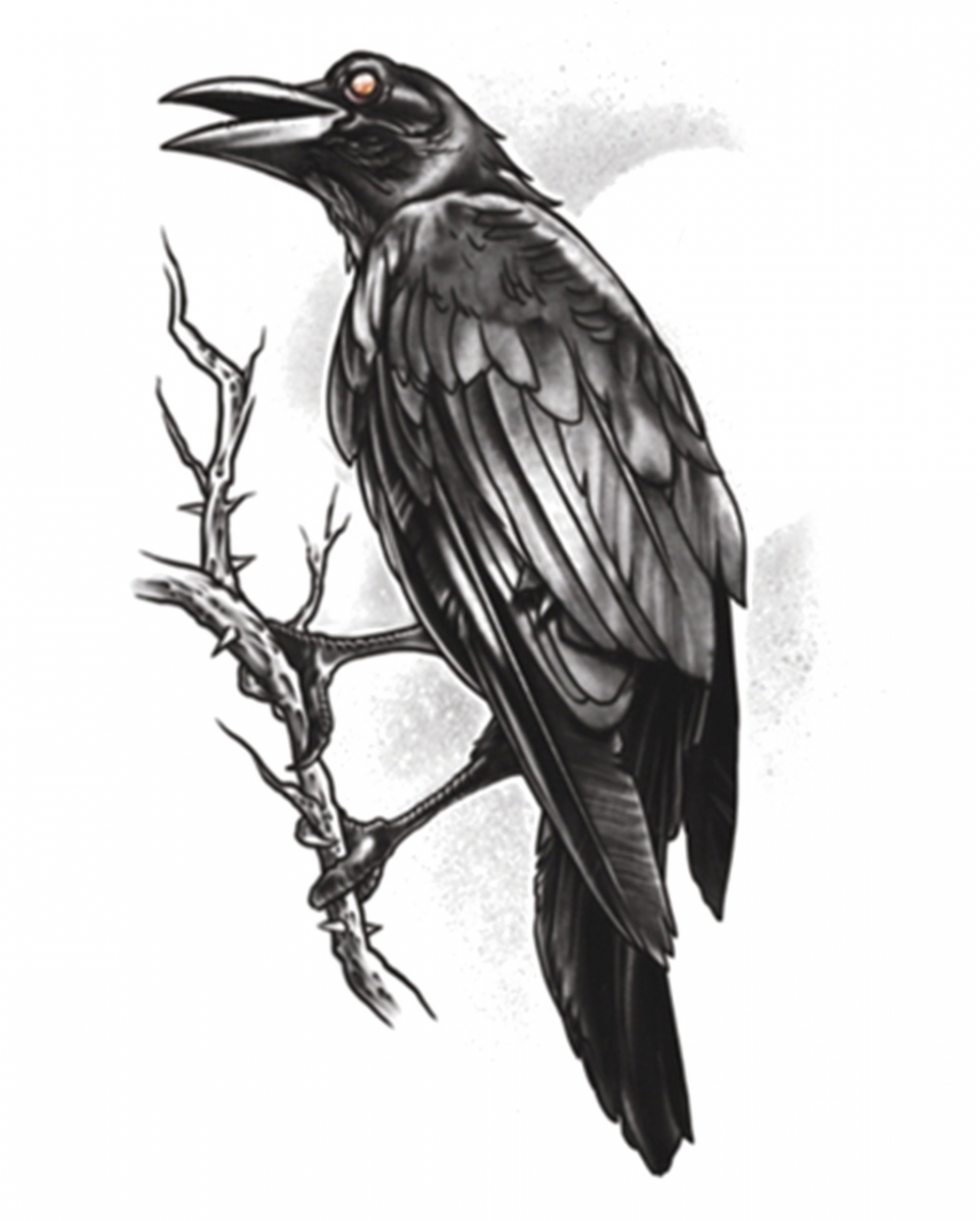 Gothic Klebetattoo Raven ➤ Fake-Tattoos bei von Karneval Universe