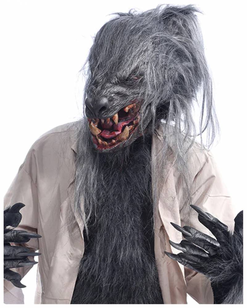 Grau-Schwarzer Fellkragen als Kostümaccessoire für Halloween & von Karneval Universe