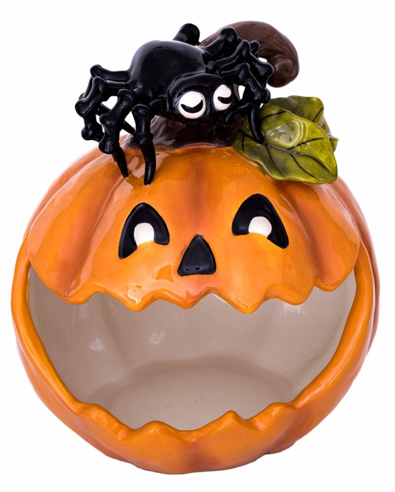 Grinsender Kürbis Keramik Süßigkeiten Schale 21cm ✰ von Karneval Universe