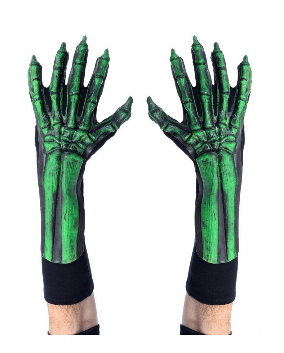 Grüne Skelett Handschuhe UV Aktiv kaufen von Karneval Universe
