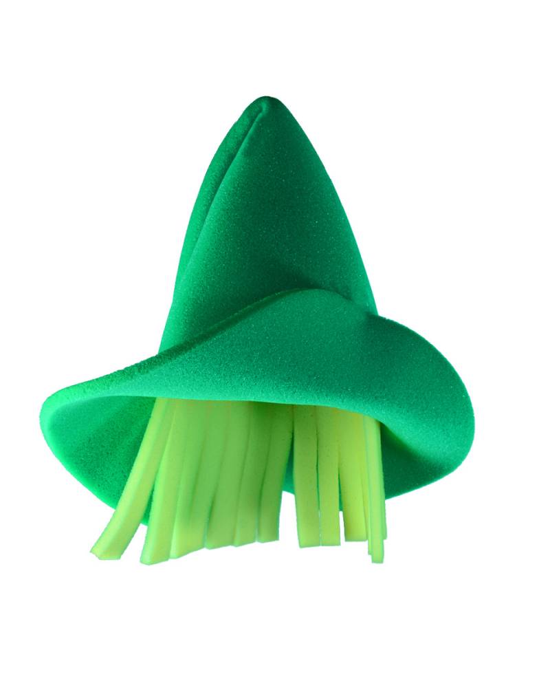 Grüner Elfen Hut mit Haaren aus Schaumstoff ☘️ von Karneval Universe